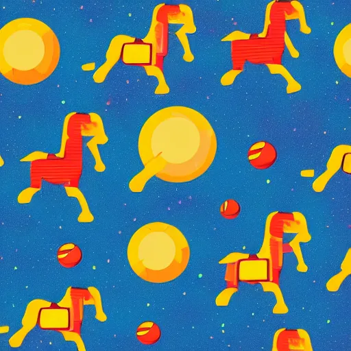 Image similar to anthropomorphic horse aliens partying on mars, style by kurzgesagt