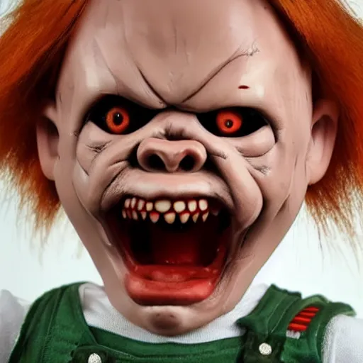 Image similar to screaming chucky doll