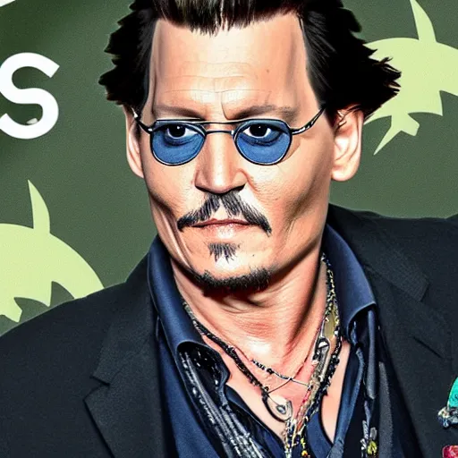 Image similar to johnny depp in rick and morty style