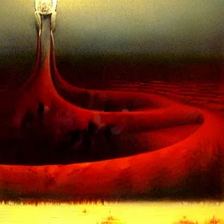 Image similar to beksinski, zdzisław - her eyes wide, oil on canvas