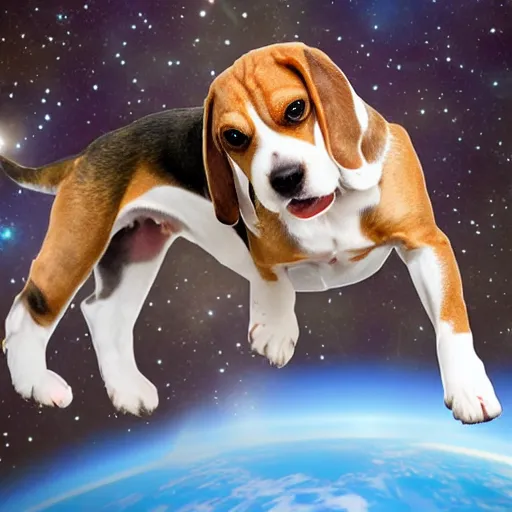 Image similar to beagle dog in space