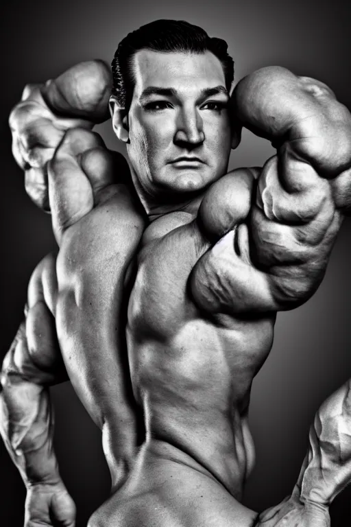 Image similar to muscular ted cruz, 8 k, award winning photograph, portrait, detailed face, highly - detailed, body builder
