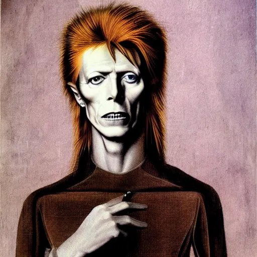 Image similar to david bowie painted by leonardo da vinci