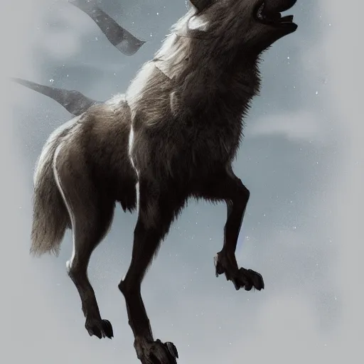 Image similar to a girl riding a wolf, trending on artstation