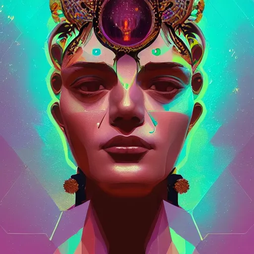 Image similar to a portrait of a goddess by Petros Afshar and Beeple