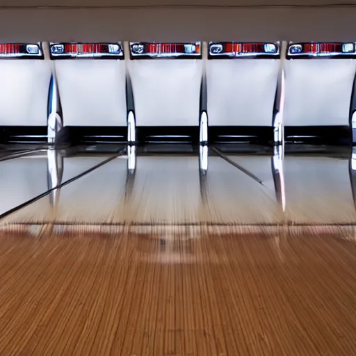 Prompt: a bowling alley with nobody in it, lonely, liminal, smooth