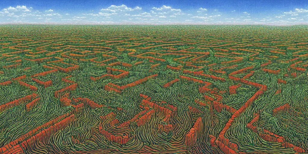 Image similar to the grand landscape of the endless maze, art by kotaro chiba