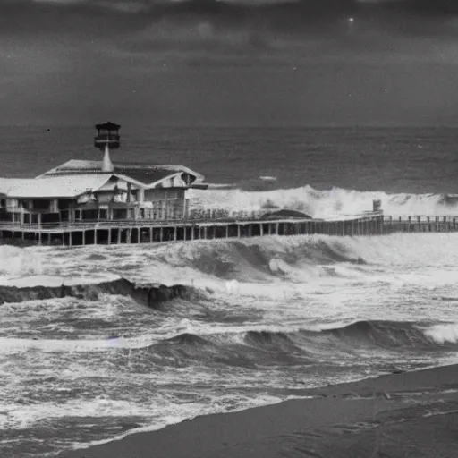 Image similar to Santa Monica pier destroyed by a tsunami