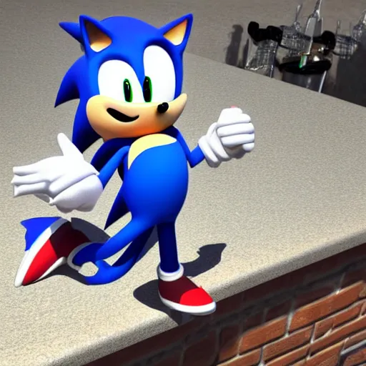 Image similar to photorealistic sonic the hedgehog drinking beer