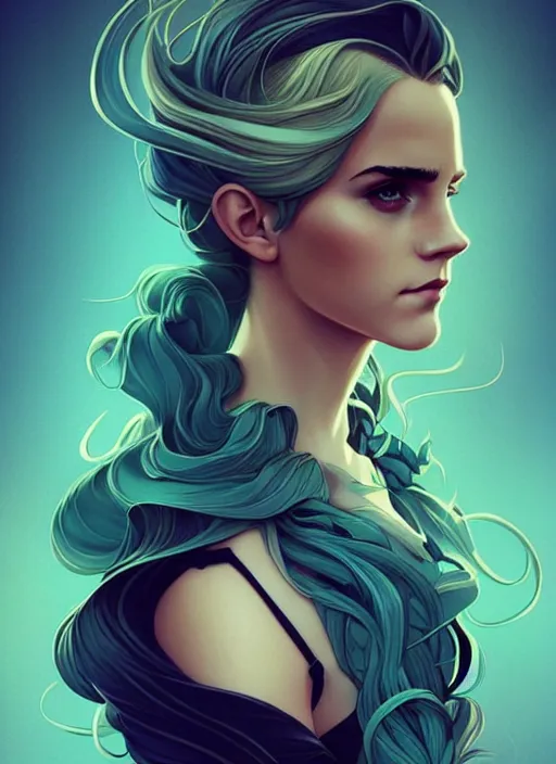 Prompt: style artgerm, joshua middleton, emma watson with green dress, very long blue hair, swirling, symmetrical face, symmetrical eyes, steampunk western gunslinger, cinematic lighting