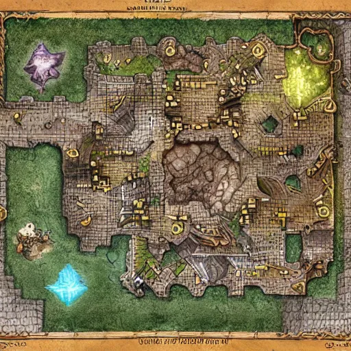 Image similar to map of a dungeon in waterdeep, isometric, detailed, game, dungeons and dragons