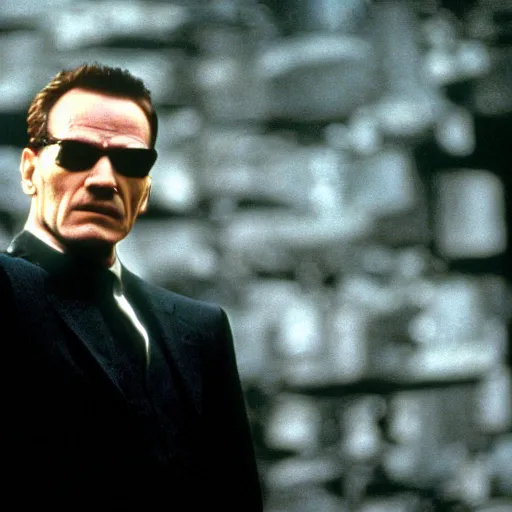 Prompt: film still of Bryan Cranston as Neo in The Matrix (1999)