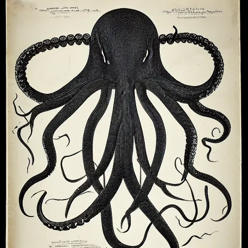 Image similar to 1800s scientific diagram of an octopus