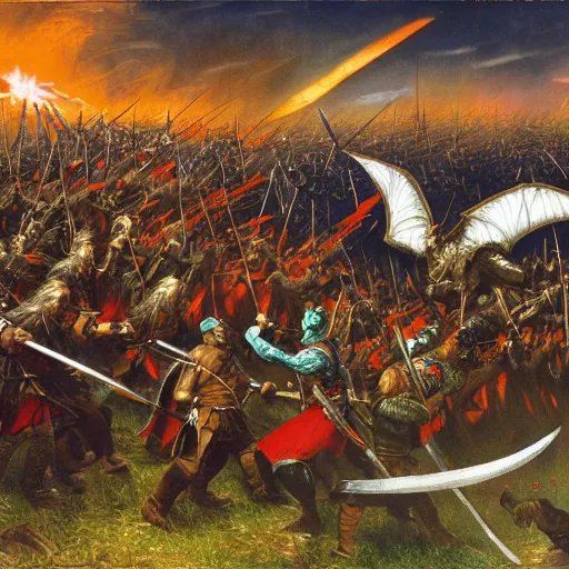 Prompt: the battle of the middle earth, belzinski