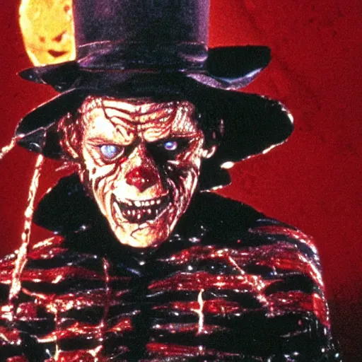 Image similar to willem dafoe as freddy kruger in nightmare on elm street.