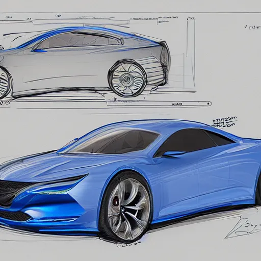 Prompt: blueprint for an advanced car, concept art, digital sketch, 4 k, hd