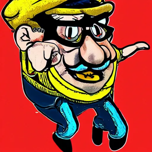 Prompt: wario in style of ralph steadman