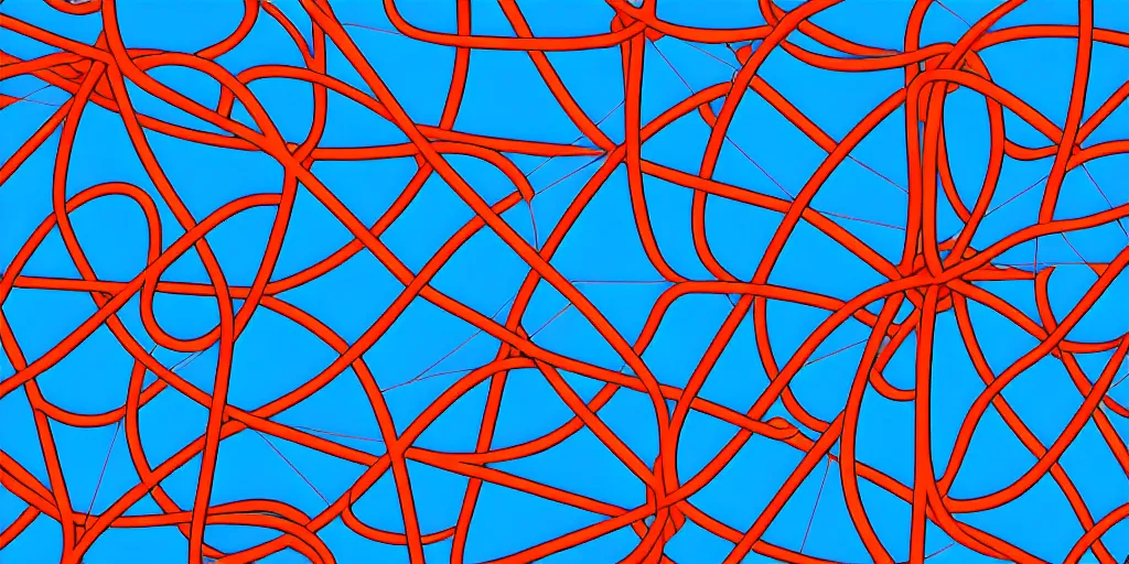 Prompt: Intricate network design by M.C. Escher, network pattern at the background. Minimalistic design, contemporary design, abstract design. Parallax. Blue, cyan and orange palette. Vivid, 8K, Epic, Masterpiece