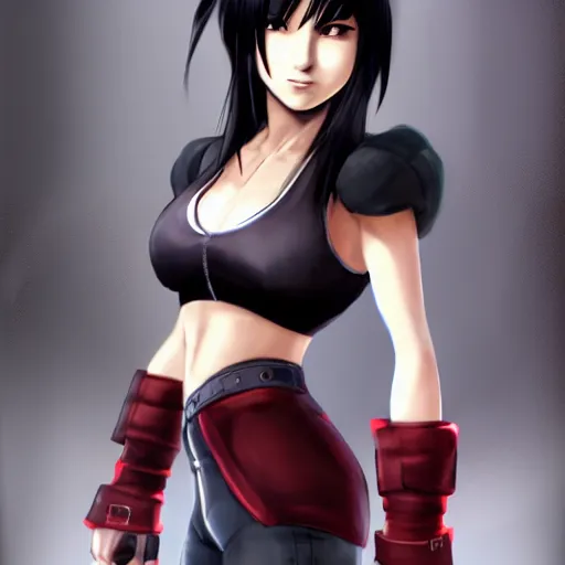 Image similar to high quality concept art of tifa lockhart