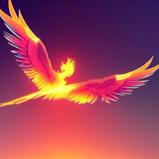 Prompt: the Phoenix flying in the sky with cyan flame, flaming aura, cinema 4d render, ray tracing,