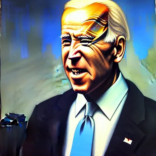 Prompt: joe biden in the style of adrian ghenie, esao andrews, ( ( ( jenny saville ) ) ), edward hopper, surrealism, dark art by james jean