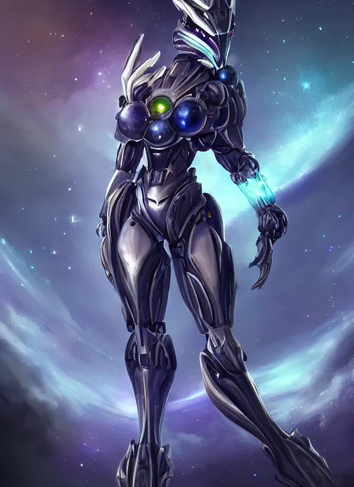 Image similar to cinematic goddess shot, cosmic sized perfectly proportioned stunning beautiful hot anthropomorphic robot mecha female dragon, in space, nebula background, larger than galaxies, holding galaxy, sharp claws, sleek silver armor, epic proportions, epic size, epic scale, digital art, furry art, macro art, dragon art, giantess art, warframe fanart, furaffinity, deviantart