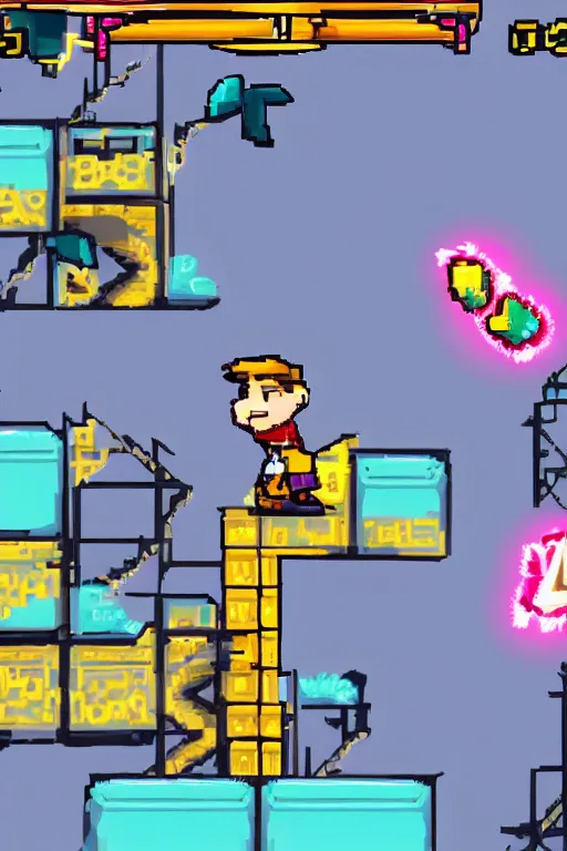 Prompt: ryan gosling platformer, in-game screenshot