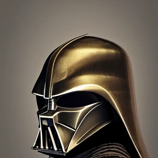 Image similar to realistic templar knight helm design inspired by darth vader, epic scale, character concept art, face symmetry, intricate accurate details, artstation trending, octane render, cinematic color grading, soft light, rule of thirds, golden ratio, like a professional model, cinematic, 8 k, clear.