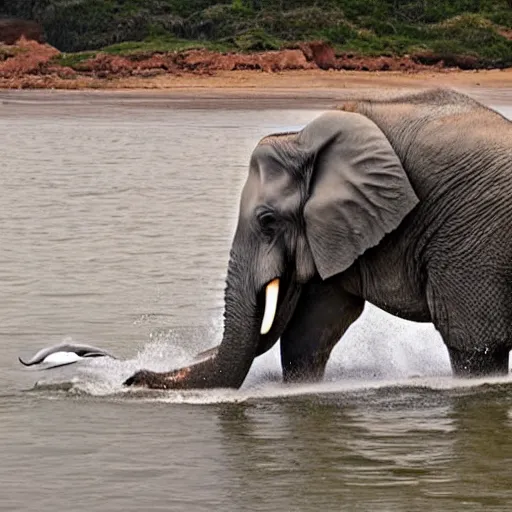 Image similar to half elephant half elephant, elephant with a dolphin face and dolphin features