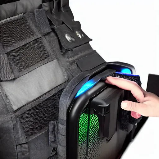 Prompt: tactical diaper for hardcore gamers, LEDs, sold by alienware