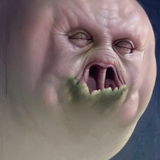 Image similar to vladimir putin is anthropomorphic blob fish hybrid, blob fish macabre, horror, by donato giancola and greg rutkowski and wayne barlow and zdzisław beksinski, digital art