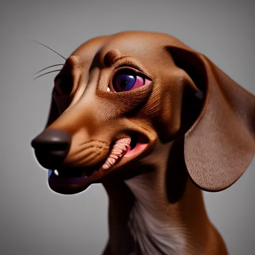 Image similar to Hybrid of a dachshund and a peterbald cat, beautiful, sharp focus, ultra detailed, cgsociety, zbrush, octane render, hyper realistic, 8K