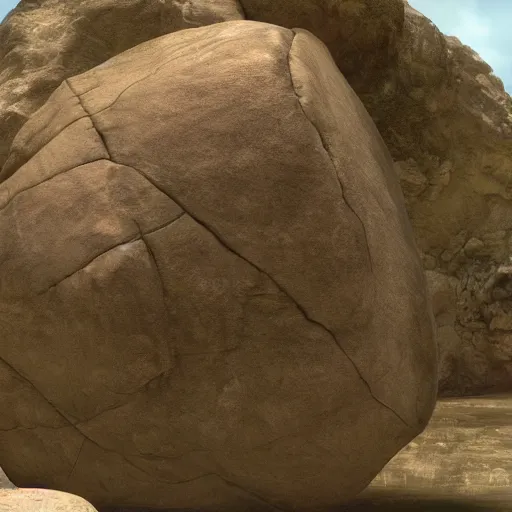 Image similar to a boulder resembling dwane johnson, unreal engine, hyper realistic, fantasy art by greg rutkowsk