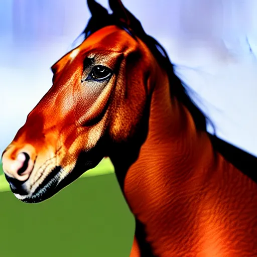 Image similar to a horse with a dog head, realistic photo, 8 k.