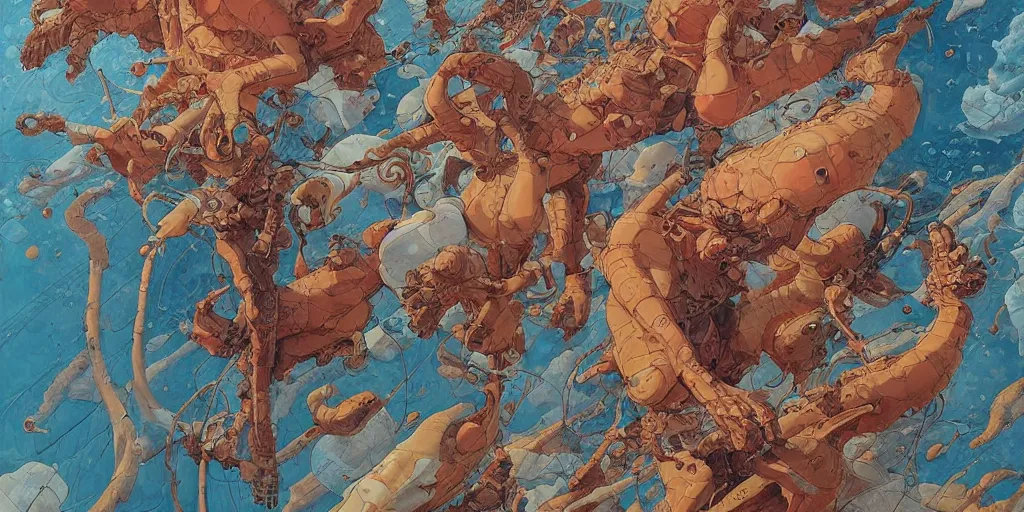 Prompt: gigantic oil painting art by james jean and katsuhiro otomo and moebius, inspired by akira, smooth texture, intricate oil painting, high detail illustration, sharp high detail, 1 9 9 9