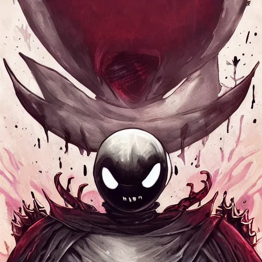 Image similar to hollow knight. Corrupted. High detail. Cover art. No text. Red