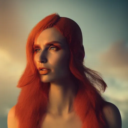 Prompt: a beautiful woman elf, vfx portrait, pheonix fiery, cosmic, symetric visage, golden ratio, intricate, octane render, 8 k. - n 4