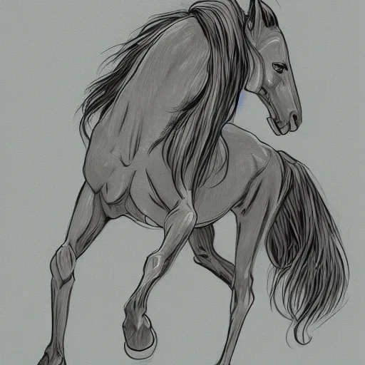 Image similar to a mutant horse,digital sketch