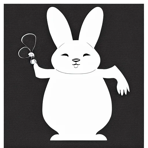 Image similar to book illustration of big chungus, book illustration, monochromatic, white background, black and white image