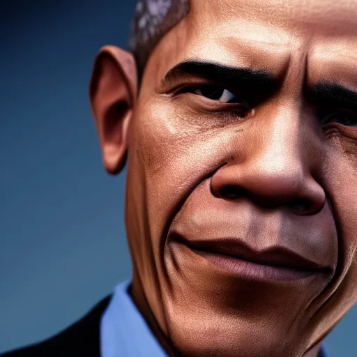 Image similar to a videogame still of Obama in Tekken 7, 40mm lens, shallow depth of field, split lighting