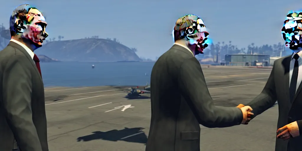 Image similar to vladimir putin completing a gta 5 mission, unreal engine 5 detail, by gta 5