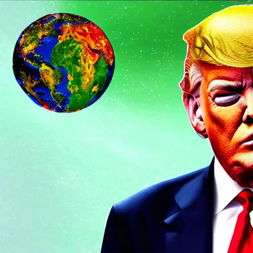 Image similar to donal trump eating the earth, digital art, highly detailed