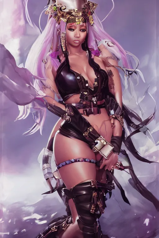 Prompt: nicki minaj in a blade and soul spinoff artbook rendered by the artist Taran Fiddler, Joe Madureira,Nadezhda Tikhomirova, Jiyun Chae, Lê Long, trending on Artstation by Hyung tae Kim, artbook, Stanley Artgerm Lau, WLOP, Rossdraws , James Gurney