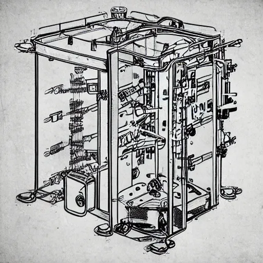 Prompt: time machine schematics