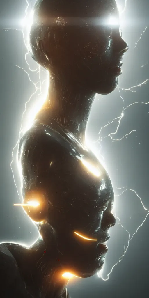 Prompt: artificial intelligence becomes alive, digital art, highly detailed, trending on artstation, lens flare, atmosphere, hyper realistic, cinematic lightning, sharp focus, extreme details perfect face, pretty face, fine - face, 8 k, ultra texture, masterpiece