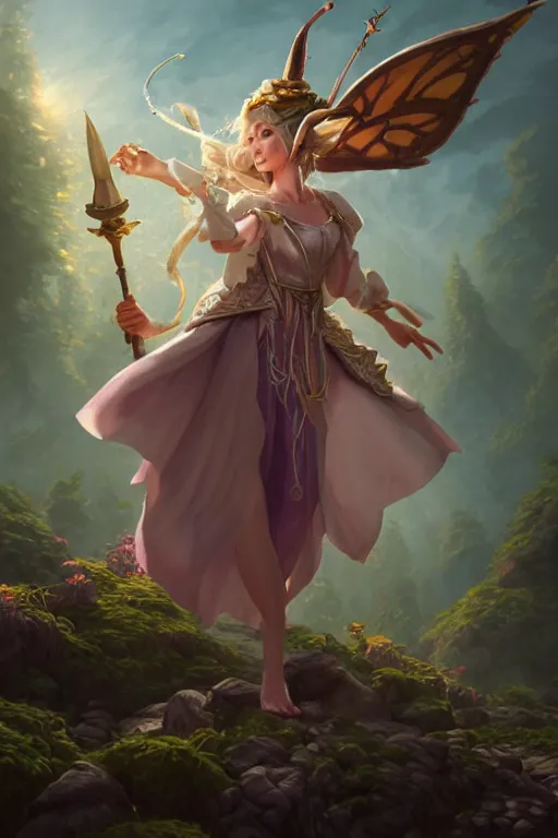 Prompt: legendary fairy prince wizard cast a spell, highly detailed, d & d, fantasy, highly detailed, digital painting, trending on artstation, concept art, sharp focus, illustration, global illumination, ray tracing, realistic shaded, art by artgerm and greg rutkowski and fuji choko and viktoria gavrilenko and hoang lap