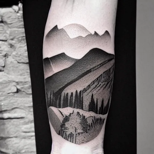 Prompt: landscape by tattoo