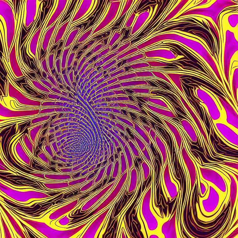 Image similar to symmetrical generative art of a psychedelic sonic wave swirl fibonacci mandelbulb kaleidoscope in muted colors, perfect symmetry