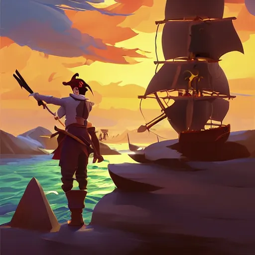 Image similar to painting jack the pirate on sea of thieves game avatar hero smooth face median photoshop filter cutout vector behance hd by jesper ejsing, by rhads, makoto shinkai and lois van baarle, ilya kuvshinov, rossdraws, illustration, art by ilya kuvshinov and gustav klimt