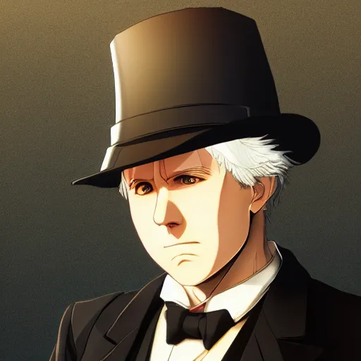 Image similar to portrait of thomas edison the fraud, anime fantasy illustration by tomoyuki yamasaki, kyoto studio, madhouse, ufotable, square enix, cinematic lighting, trending on artstation